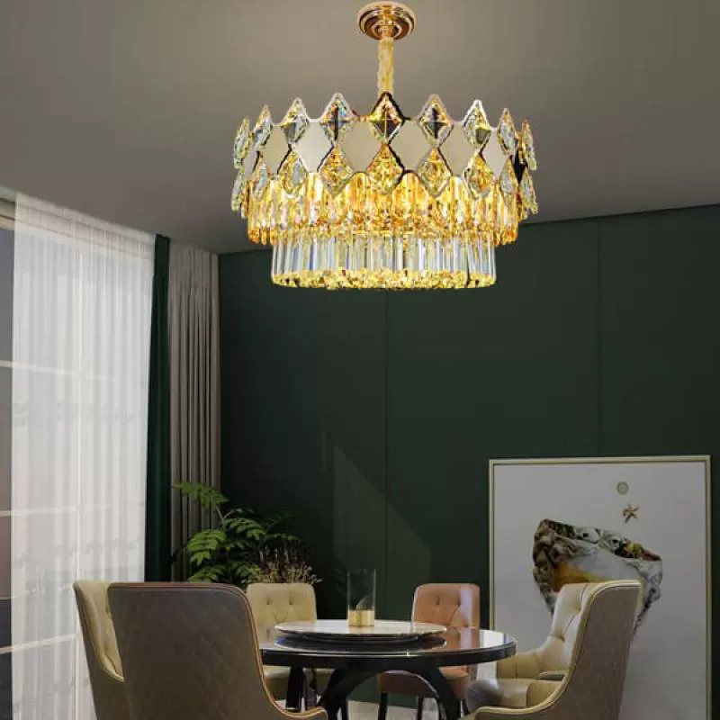 Đèn chùm pha lê thả trần bàn ăn tròn cao cấp D600mm HP-CFL2823-600