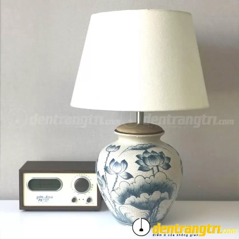 Đèn Bầu Men Rạn Hoa Sen – DGAK013