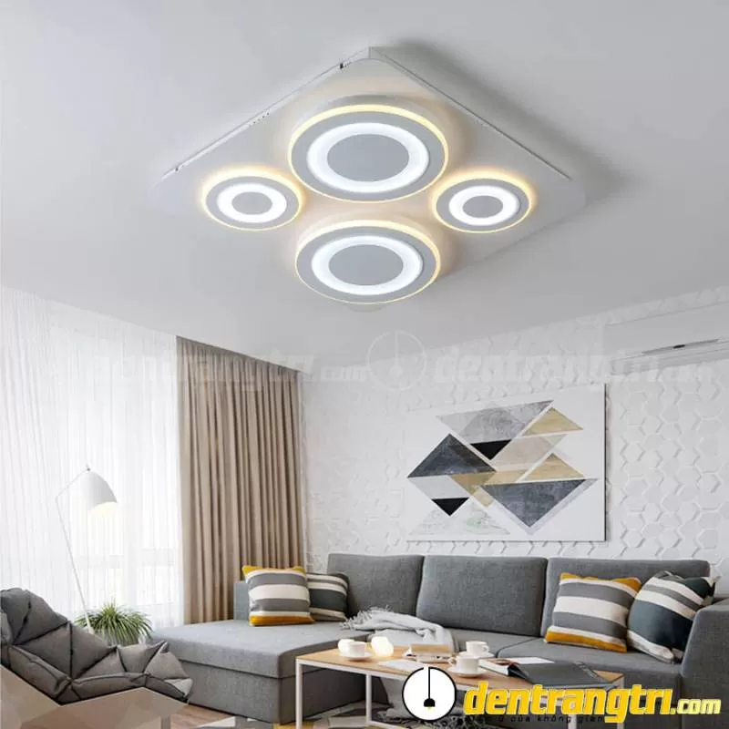 Đèn Ốp Trần Hình Vuông Hoạ Tiết Tròn – DOT00081