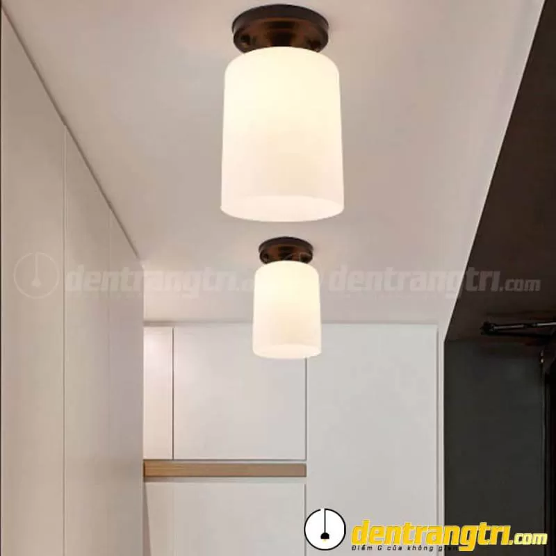 Đèn Ốp Trần Thủy Tinh Nhám Đế Đen Hình Trụ – DV00085 A