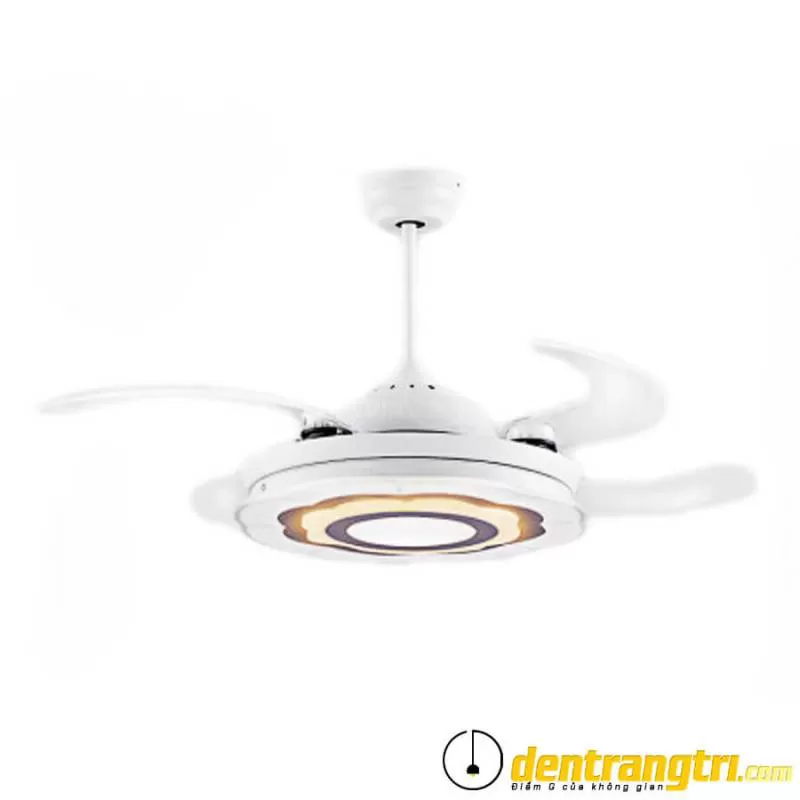 Đèn Quạt Hiện Đại Trắng Có Hoa – 44WE-DC6014