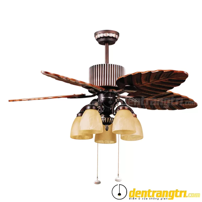 Đèn Quạt Lá Gỗ Cách Điệu – 48WE-0059