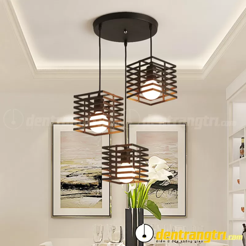 Đèn Thả Khối Vuông Ba Chao – DT00057