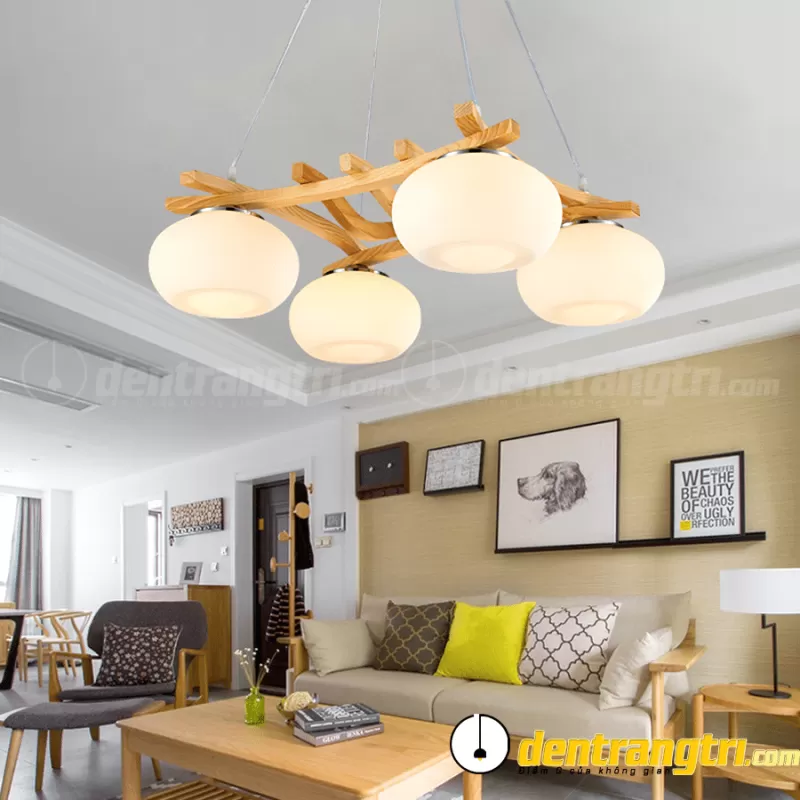 Đèn Thả Nghệ Thuật Phối Khung Gỗ – DT00014.4