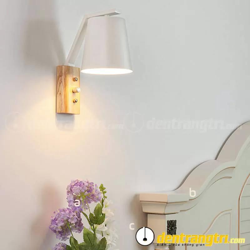 Đèn Vách Chao Trắng Đế Gỗ – DV00158