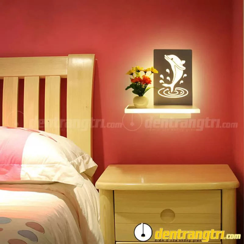 Đèn Vách Cá Heo Phối Hoa – DV00124