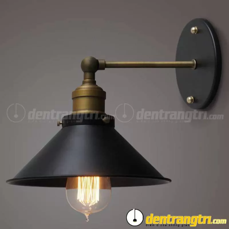Đèn Vách Chao Đen Phối Vàng Đồng – DV00017
