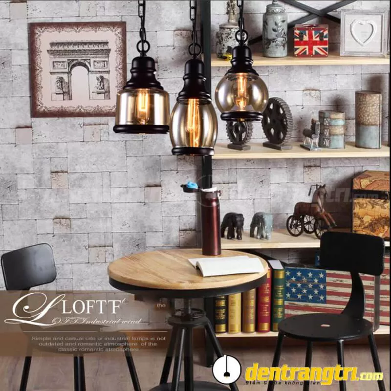 Đèn Thả Chao Trà Phối Viền Đen – DT00111