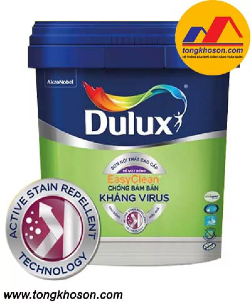 Sơn nước nội thất cao cấp Dulux Easyclean chống bám bẩn kháng virus bề mặt mờ-E016M (#E016M)