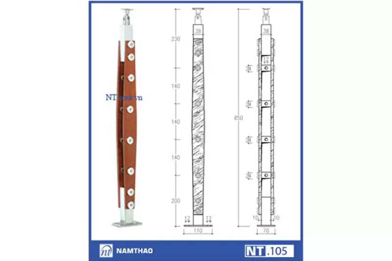 Trụ lan can Inox 304 Nam Thao NT105