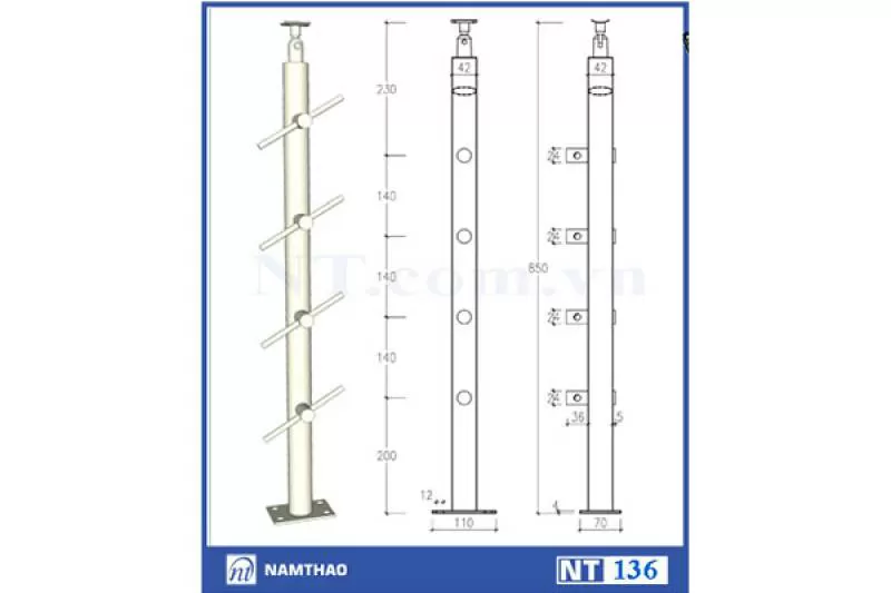 Trụ lan can inox NT136