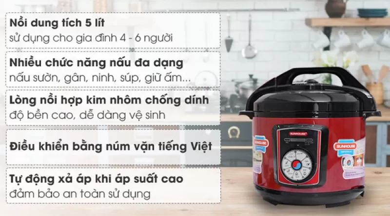 giá giảm SỐC: 1,190k - Nồi áp suất điện đa năng Sunhouse SHD1755