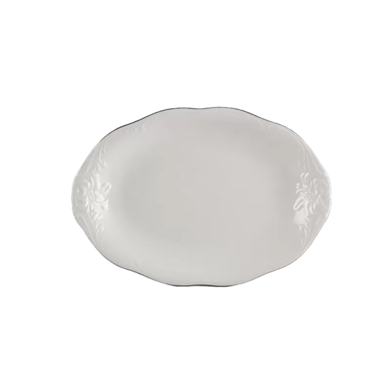 Dĩa oval 25 cm - Đài Các - Chỉ Bạch Kim