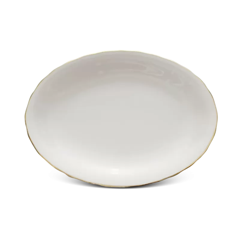 Dĩa oval 28 cm - Mẫu Đơn IFP - Chỉ Vàng