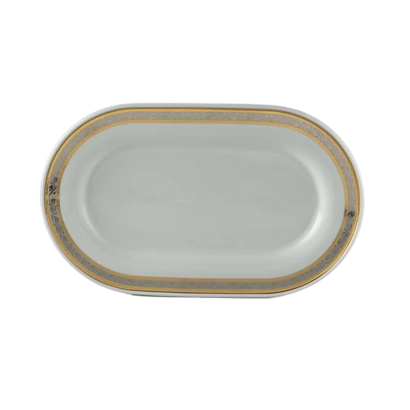 Dĩa oval 30 cm - Sago - Hoa Hồng