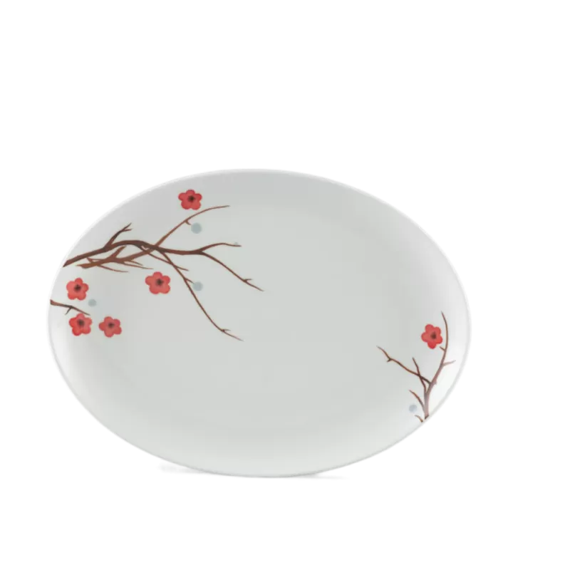 Dĩa elip 32 cm - Camellia - Hồng Mai