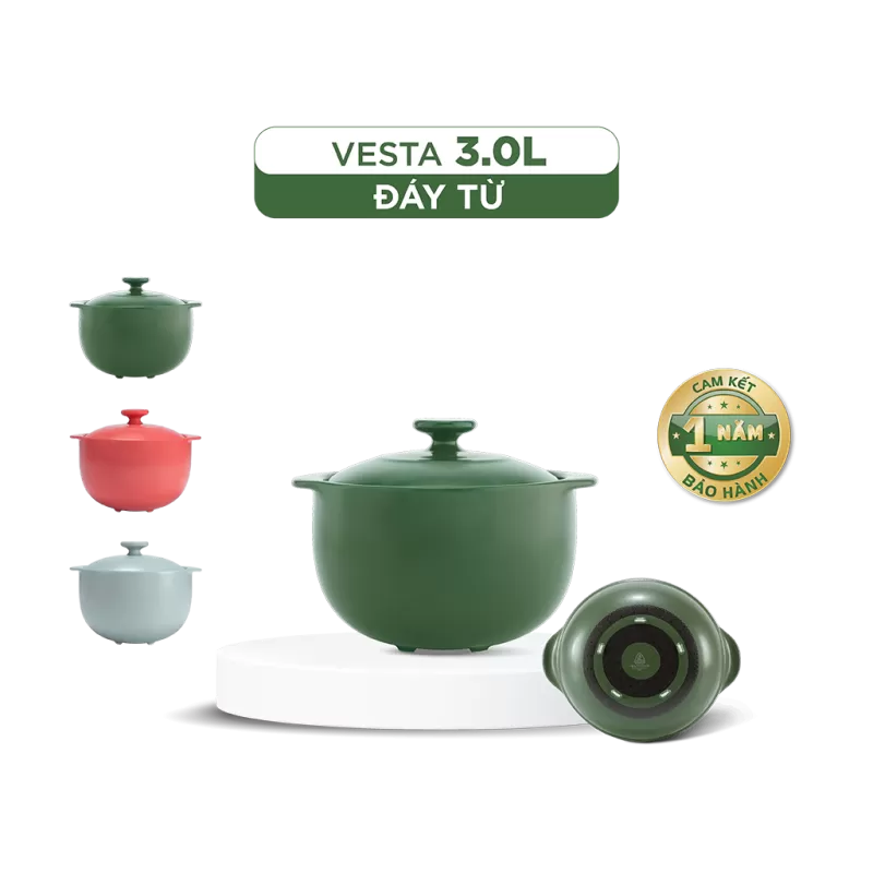 Nồi dưỡng sinh Vesta (Nồi tròn cao) 3.0 L + nắp (CK) (bếp từ)