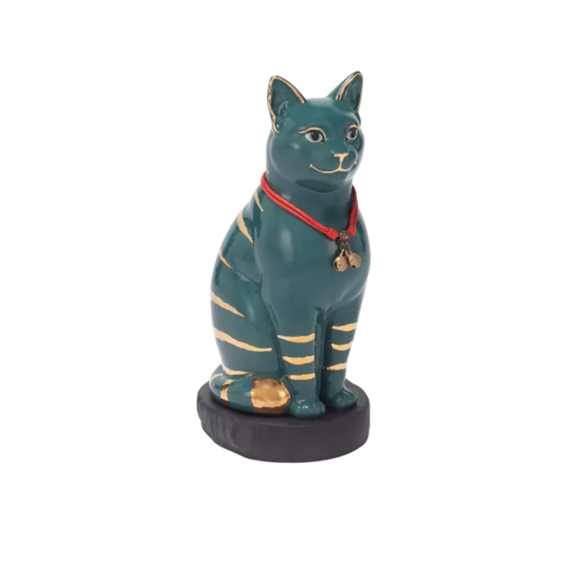 Mèo Đại Cát Trang trí vàng (23.9 cm) - Xanh Đen