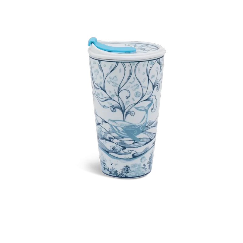 Ly sứ dưỡng sinh 0.48 L (K1) + nắp ống hút - Dưỡng Sinh - Biển xanh