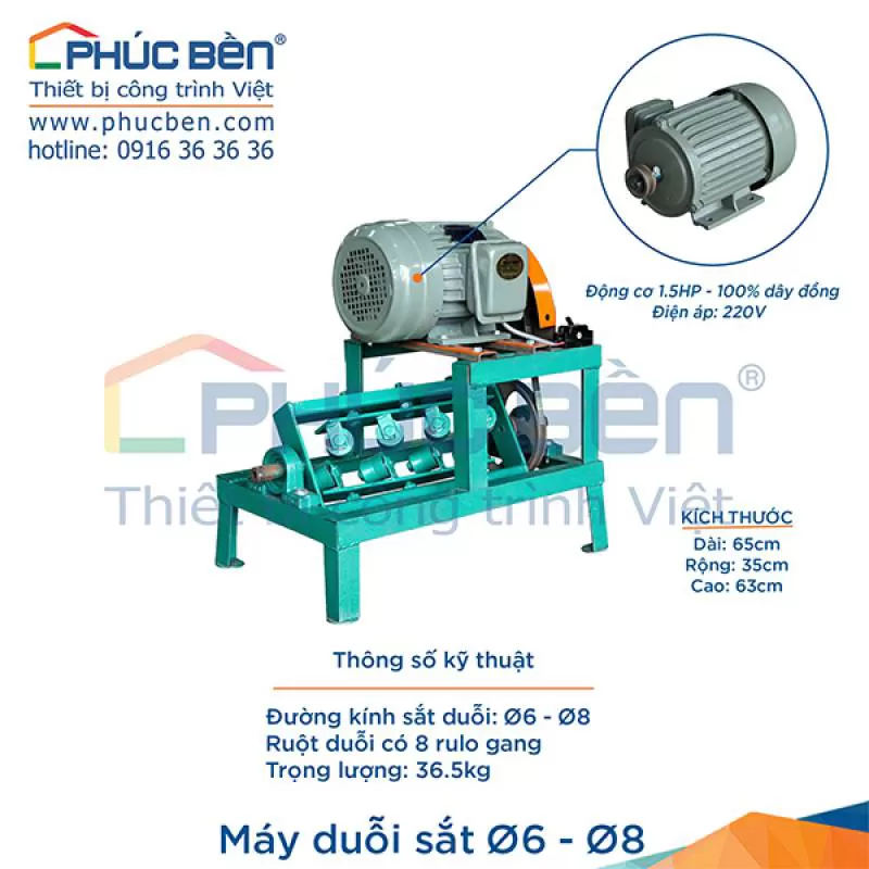 Máy duỗi sắt Ø6-Ø8