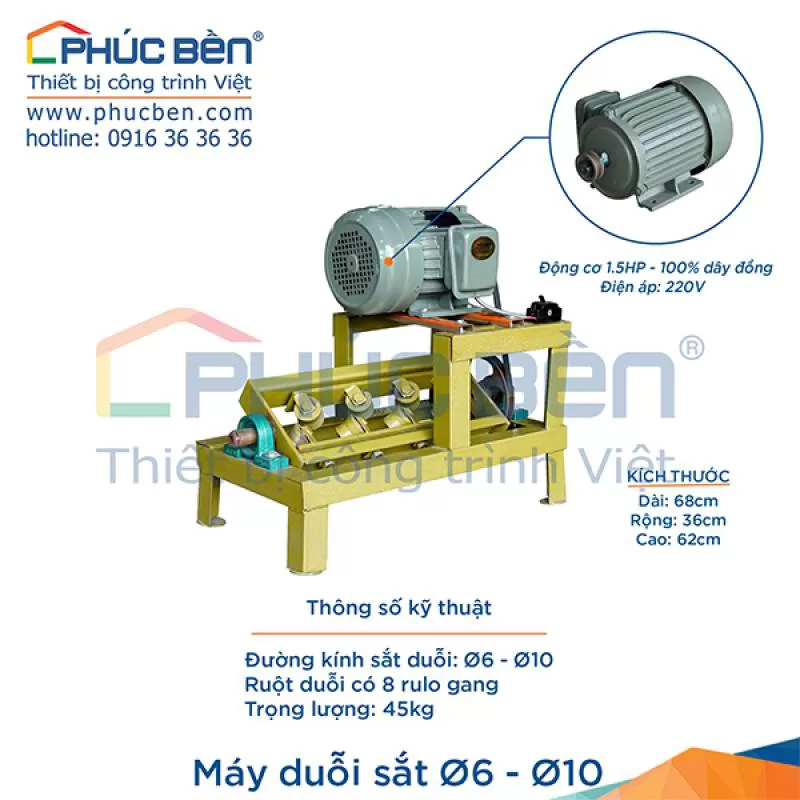Máy duỗi sắt Ø6-Ø10