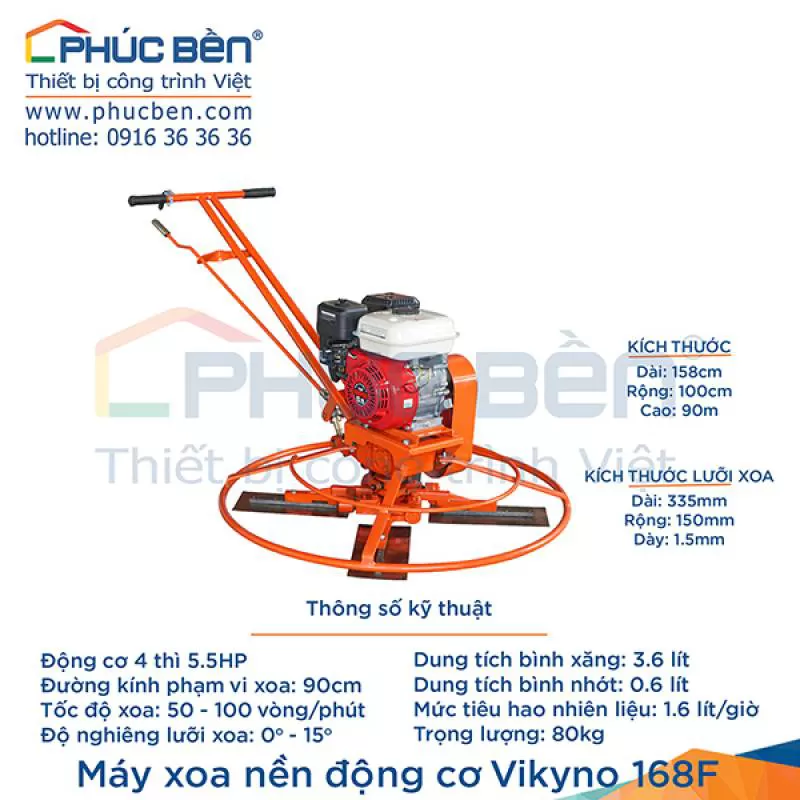 Máy xoa nền động cơ Vikyno 168F