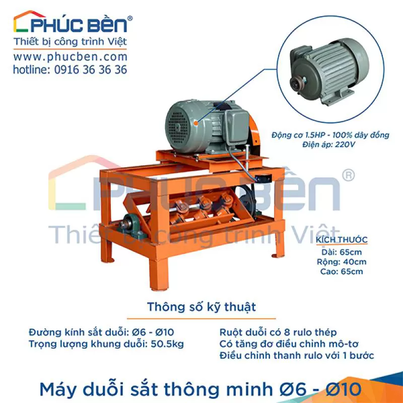 Máy duỗi sắt thông minh Ø6-Ø10