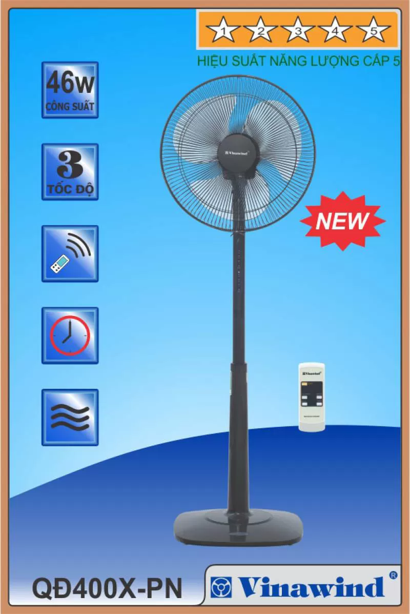 Quạt cây cao cấp có điều khiển từ xa Vinawind QĐ400X-PN