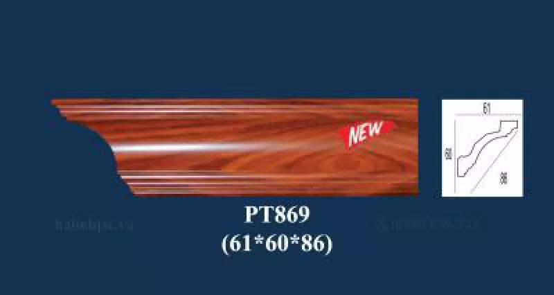 Phào chỉ cổ trần PS vân gỗ cao cấp PT869