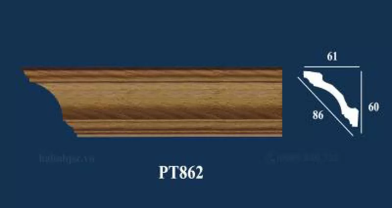 Phào chỉ góc trần PS vân gỗ cao cấp PT862