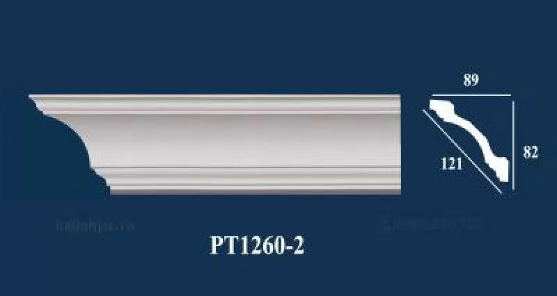 Phào chỉ cổ trần PS trắng trơn cao cấp PT1260-2