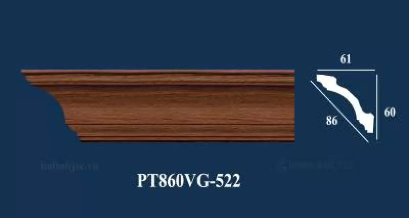 Phào chỉ cổ trần PS vân gỗ cao cấp PT860VG-522