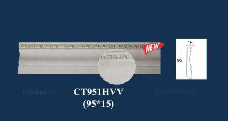 Phào chỉ PS trắng kem hoa văn vàng CT951HVV