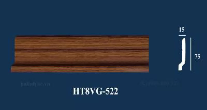 Phào chỉ chân tường PS vân gỗ cao cấp HT8VG-522