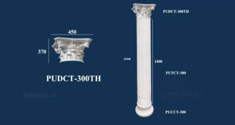 Đầu cột tròn trang trí PU cao cấp Hà Linh PUDCT-300TH