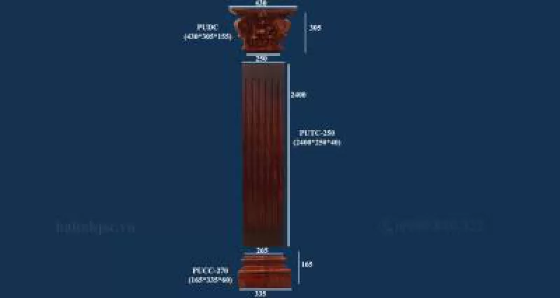 Bộ cột dẹt PU cao cấp: PUDC-250, PUTC-250, PUCC-270