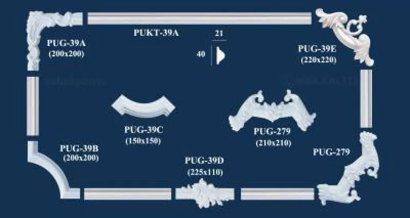 Phào góc trang trí PUG-39A PUG-39B PUG-39C PUG-39D PUG-39E PUG-279