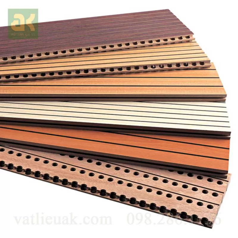 Gỗ tiêu âm xẻ rãnh 12mm phủ Melamin cốt chịu ẩm Thái Lan