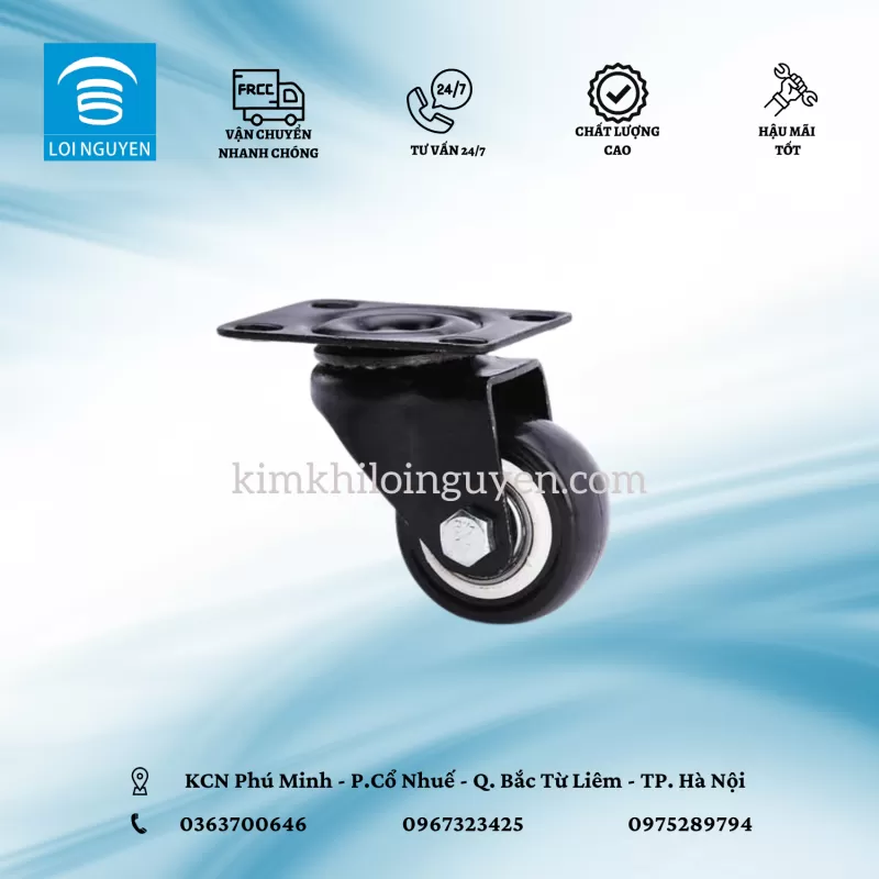 DT5.Q : Bánh PVC đen trắng 5 cm quay