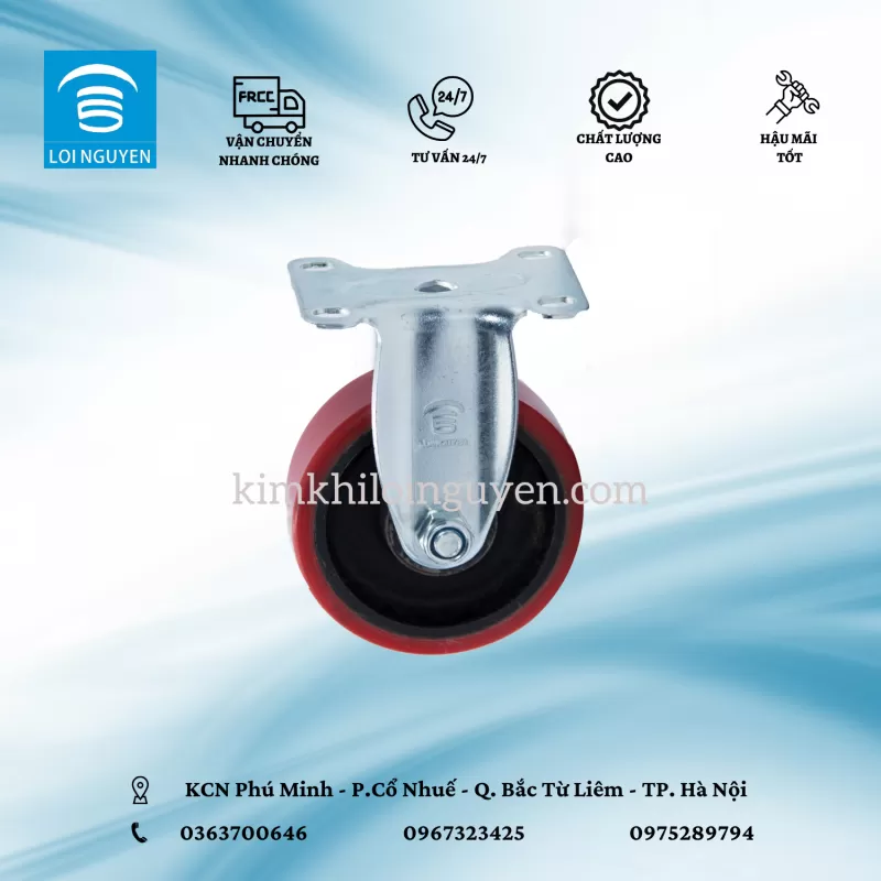 PUTN100.T : Bánh Pu cốt sắt tải nhẹ 10 cm tĩnh