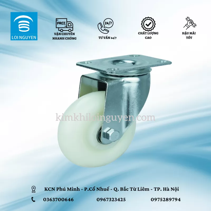 NLTN100.Q : Bánh nilong tải nhẹ 10 cm quay