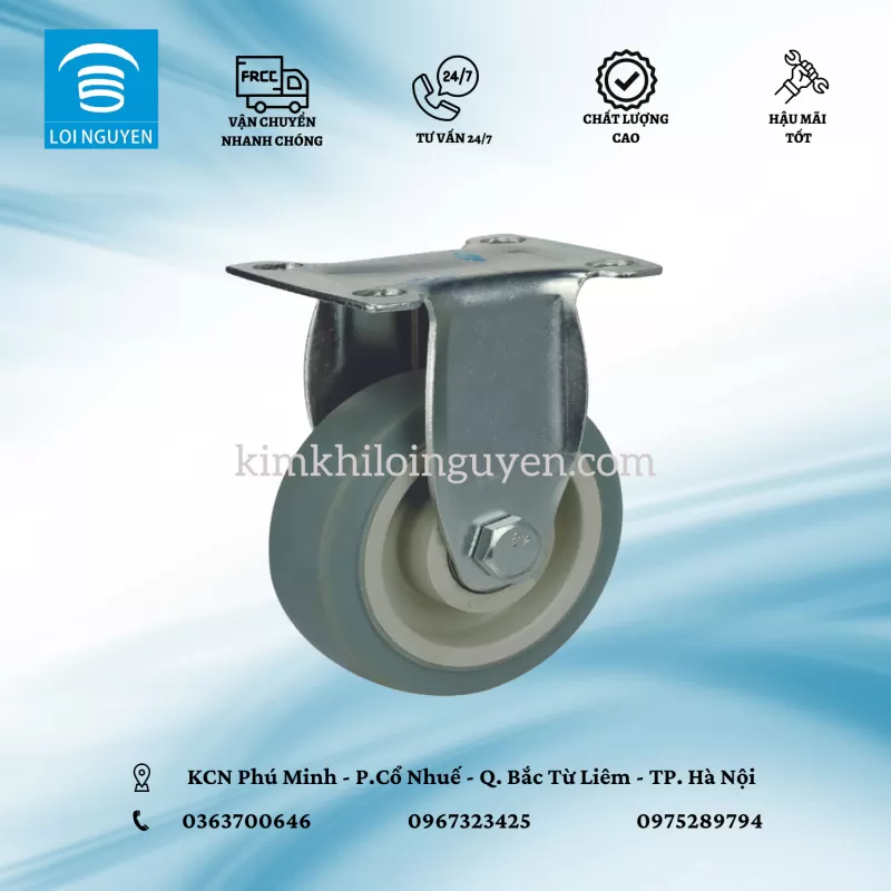TPR125.T : Bánh TPR tải nhẹ màu xám 12.5 cm tĩnh