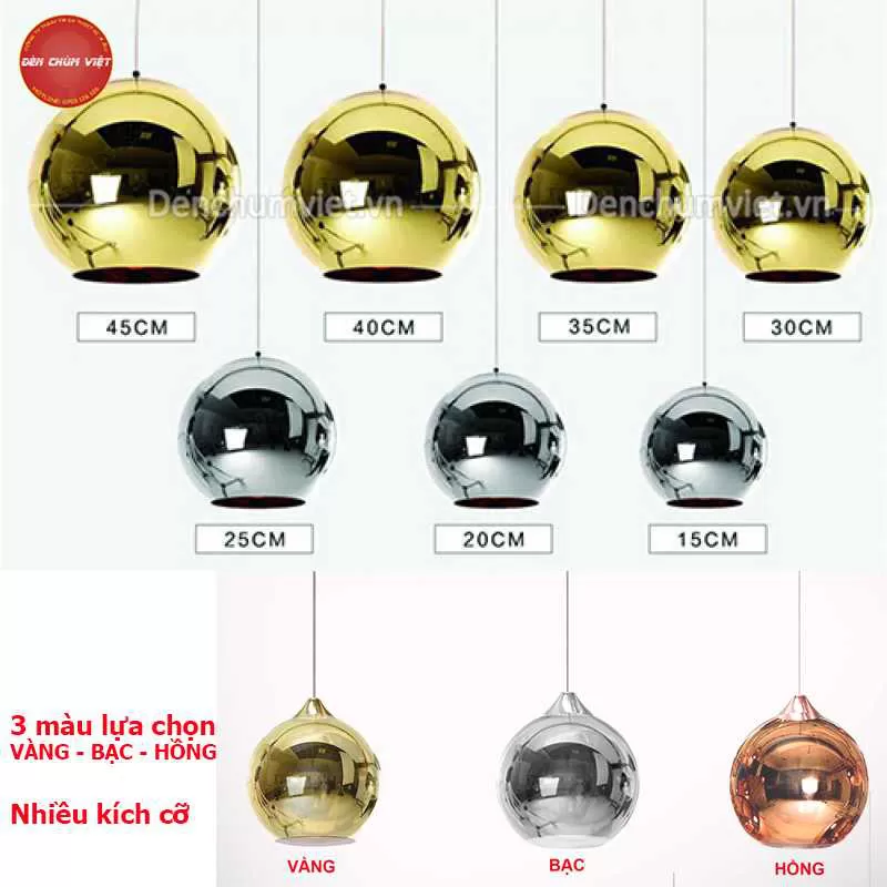 Đèn Thả Bàn Ăn - Quầy Bar - Cafe Đèn thả thủy tinh DCV5725 (Nhiều kích cỡ)