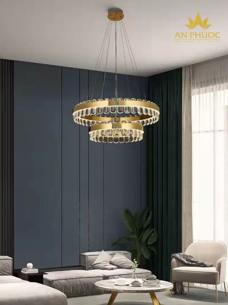 Đèn thả pha lê 2 vòng – 935/800+500 - Đèn An Phước
