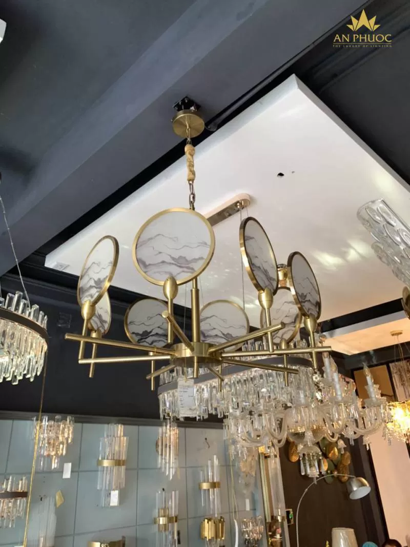 Đèn thả tranh đá cổ thụ 1004-8 D800 - Đèn An Phước