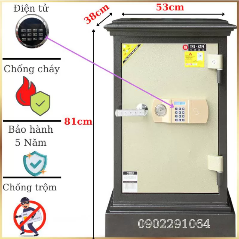 Két sắt trusafe chống cháy E54DT cho gia đình văn phòng