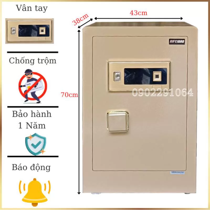 Két sắt vân tay điện tử AifeiBao HK-MD-70BL màu vàng chanh 