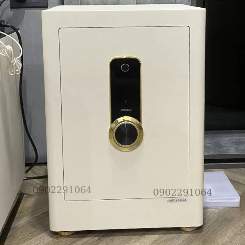 Két sắt vân tay màu trắng Aifeibao HK-MD-55AS có kết nối điện thoại