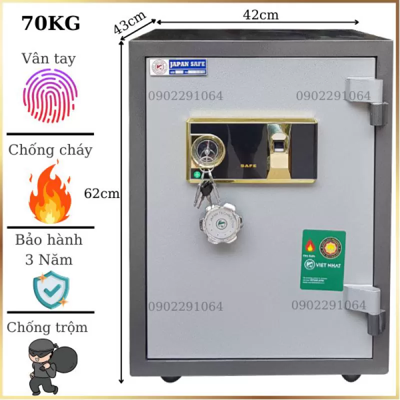 Két sắt chống cháy việt nhật VN58VT vân tay cao cấp 