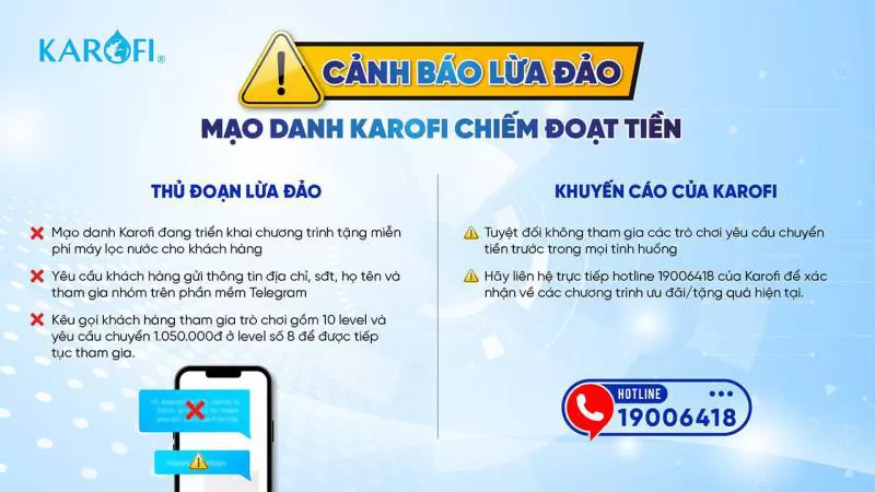CẢNH BÁO THỦ ĐOẠN LỪA ĐẢO, MẠO DANH KAROFI CHIẾM ĐOẠT TIỀN CỦA KHÁCH HÀNG